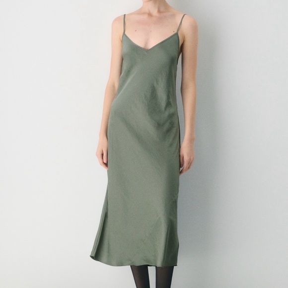 Aritzia Dresses & Skirts - ARITZIA Olive Green Slip Midi Dress